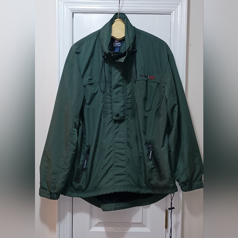 Ralph Lauren Chaps Vintage Green Pullover Oversized 1/2 Jacket Med